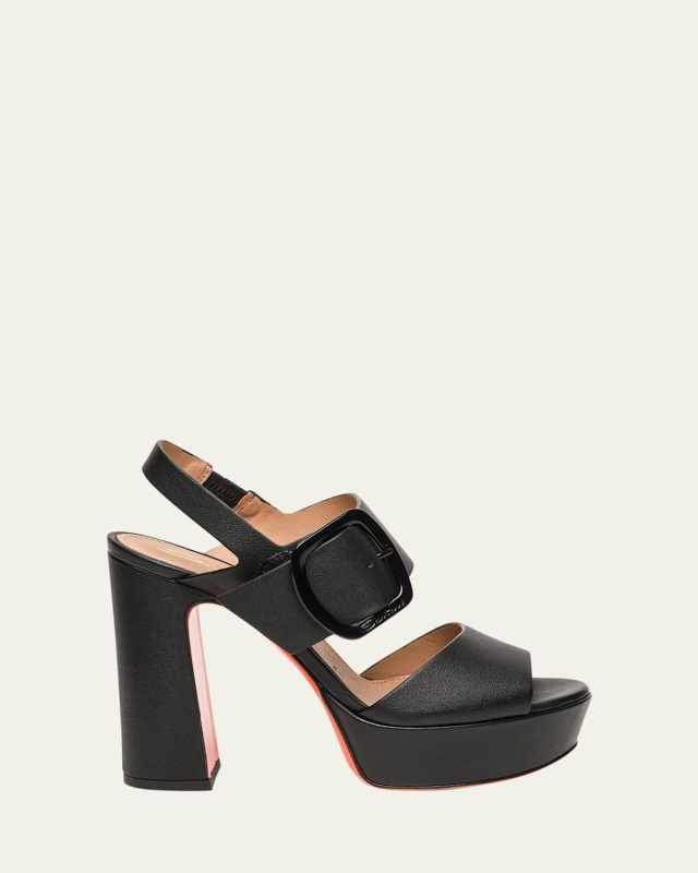 Bruxel Leather Buckle Platform Sandals